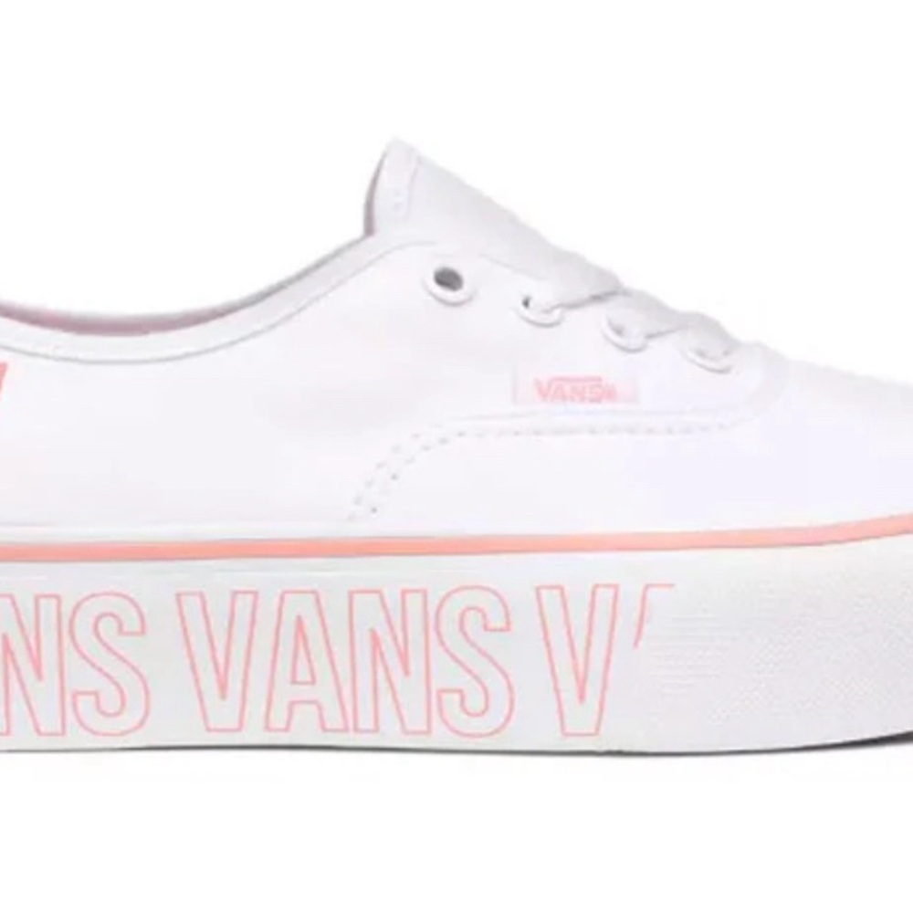 Vans White and Pink platform Sneakers